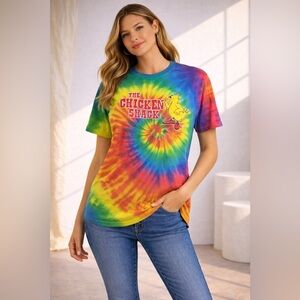 Vintage Chicken Shack Short Sleeve Graphic Tie Dye Shirt Unisex Hippe Colorful